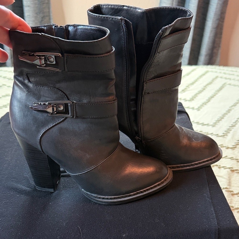 JustFab Sleek Black Heeled Boots